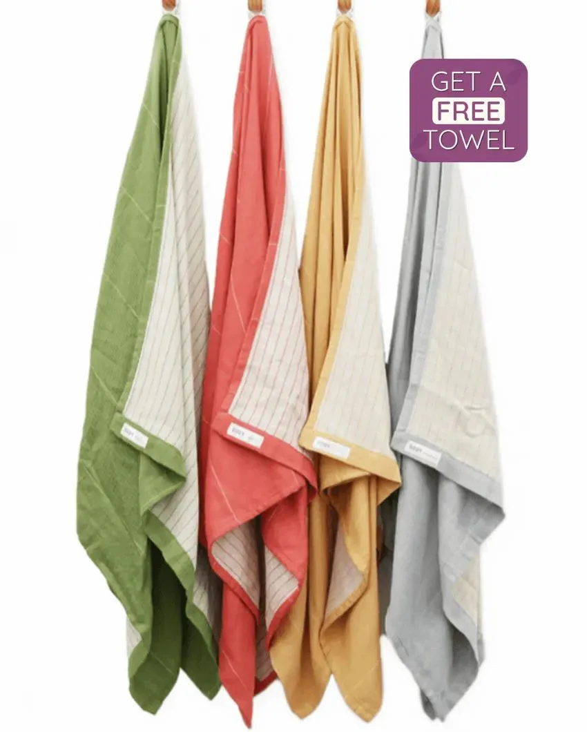 Aloevera Double Cloth Bath Towels | Set of 4 | 59x30 inches