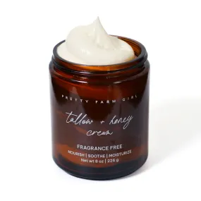 Fragrance Free Tallow   Honey Cream for Sensitive Skin