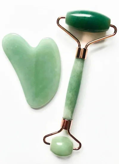 Jade Gemstone Roller   Gua Sha Facial Set