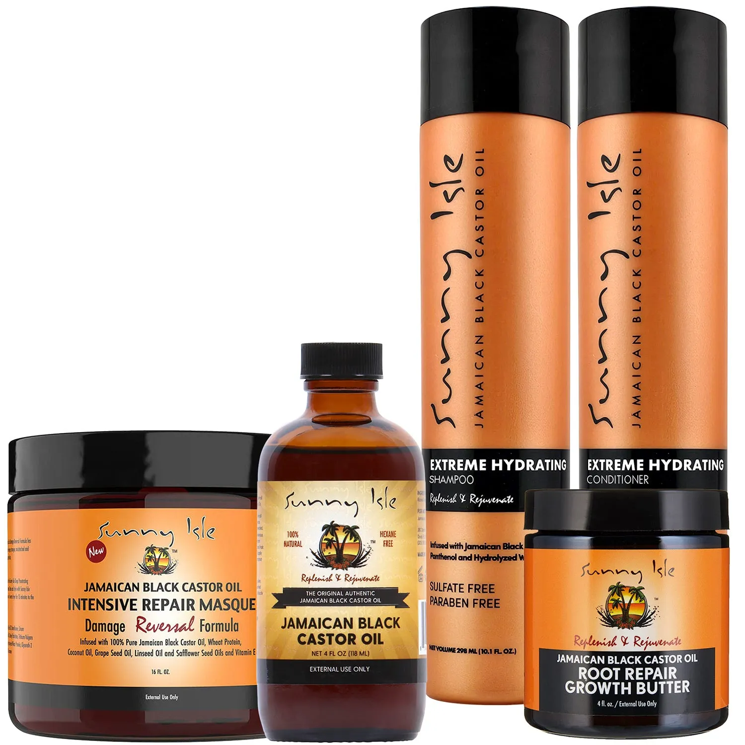 Jamaican Black Castor Oil Hair Care Maintenance Boxed Bundle 5-Piece Set