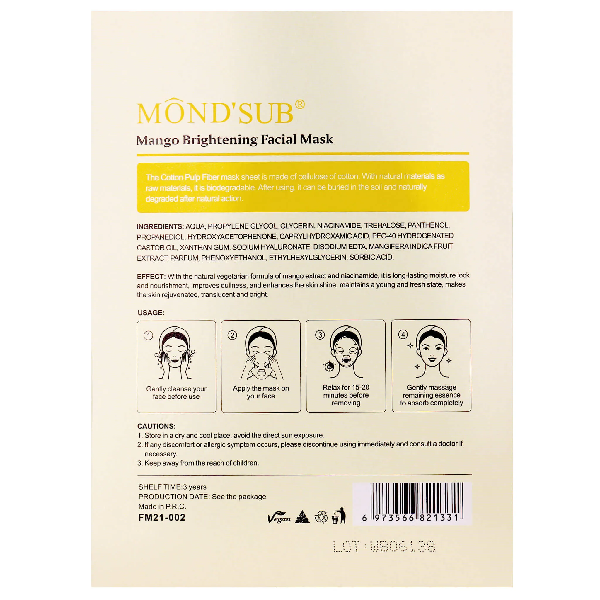 Mond'Sub Vegan Mango Brightening Facial Masks